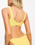 Фото #4 товара & Other Stories crinkle tie front triangle bikini top in yellow