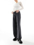 Monki low waist satin tailored trousers in navy blue