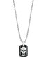 ფოტო #3 პროდუქტის EFFY® Men's Black Spinel Skull Dog Tag 22" Pendant Necklace in Sterling Silver & Black Rhodium