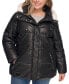 Фото #1 товара Women's Plus Size Faux-Leather Faux-Shearling Hooded Anorak Puffer Coat
