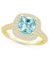 Фото #1 товара Aquamarine and Diamond Accent Halo Ring in 14K Yellow Gold