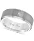 Men's Tungsten Carbide Ring, Single Diamond Accent Wedding Band