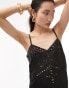 Topshop cami slip dress with cut out detailing in black