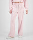 ფოტო #2 პროდუქტის Juniors' Foldover-Waistband Wide-Leg Sweatpants