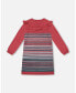 ფოტო #2 პროდუქტის Big Girls Jacquard Stripe Sweater Dress Pink And Blue