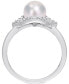 ფოტო #3 პროდუქტის Cultured Freshwater Pearl (7mm) & Lab-Created White Sapphire Accent Ring in Sterling Silver