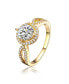 Фото #1 товара Sterling Silver 14K Gold Plated Cubic Zirconia Bold Statement Ring