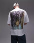 TOPMAN X ASHMOLEAN extreme oversized fit t-shirt with floral print patch in white