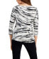 ფოტო #2 პროდუქტის Petite Windswept Jacquard Printed 3/4-Sleeve Top, Created for Macy's