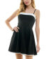 Фото #1 товара Juniors' Contrast-Trim Skater Dress