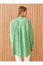 Düz Uzun Kollu Keten Karışımlı Oversize Kadın Gömlek Tunik