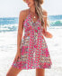 Фото #2 товара Women's Pink Boho Halterneck Mini Beach Dress