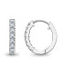 ფოტო #3 პროდუქტის Cubic Zirconia Oval Huggie Hoop Earrings in Sterling Silver