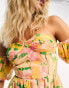 Фото #6 товара Miss Selfridge chiffon corset detail puff sleeve mini dress in patchwork floral