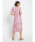 Women's Short Sleeve Allover Floral Print Midi Dress