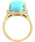 ფოტო #4 პროდუქტის EFFY® Turquoise & Diamond (5/8 ct. t.w.) Halo Ring in 14k Gold