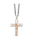 ფოტო #1 პროდუქტის Polished Rose IP-plated Crucifix Pendant Curb Chain Necklace