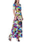 ფოტო #2 პროდუქტის Women's Print Elbow Sleeve Casual A Line Maxi Dress