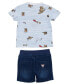 ფოტო #2 პროდუქტის Baby Boy Short Sleeve Shirt and Denim Short Set