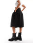 ASOS DESIGN pleated knee length skirt in black