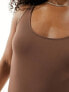 Vero Moda seamless scoop neck thong body in coffee bean brown