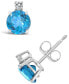 ფოტო #1 პროდუქტის Blue Topaz (1-1/5 ct. t.w.) and Diamond Accent Stud Earrings in 14K Yellow Gold