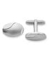 Silver-tone Brushed and Polished Oval Cuff Links