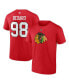 Фото #1 товара Men's Connor Bedard Red Chicago Blackhawks 2023 NHL Draft Authentic Stack Player Name and Number T-shirt