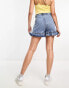 Фото #2 товара DTT frill hem denim shorts in mid blue