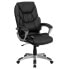 Фото #4 товара High Back Massaging Black Leather Executive Swivel Chair With Silver Base And Arms
