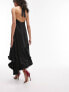 Topshop halter neck maxi dress with asymmetric frill hem in black