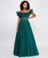 Фото #1 товара Juniors' Ruffled-Neckline Shimmering Ball Gown, Created for Macy's
