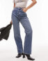 Фото #3 товара Topshop Hourglass mid rise straight Kort jeans in mid blue