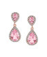 ფოტო #3 პროდუქტის Bridal Pave Halo Dangle Teardrop Cubic Zirconia Pink AAA CZ Drop Earrings For Wedding Women Prom Teen Rose Gold Plated Brass