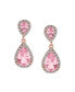 Pave Halo Dangle Teardrop Cubic Zirconia Pink CZ Drop Earrings For Women Prom Rose Gold Plated Brass