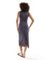 Mango cinched waist jersey dress in dark grey