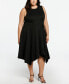 Фото #1 товара Plus Size Draped Skirt Sleeveless Ponte Dress