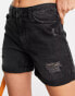 Noisy May denim mom shorts in black Черный, XS - EU 34 - фото #4