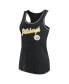 Women's Black Pittsburgh Steelers Wordmark Logo Racerback Scoop Neck Tank Top