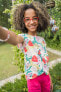 Kız Çocuk Regular Fit Meyve Desenli Pamuklu Kısa Kollu Tişört