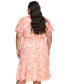 Фото #2 товара Plus Size Jewel-Neck Short-Sleeve Chiffon Dress