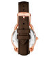 ფოტო #2 პროდუქტის Women's Automatic Dark Brown Genuine Leather Strap Watch 36mm