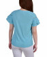 ფოტო #2 პროდუქტის Petite Short Double Flutter Sleeve Swiss Dot Top