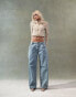 Фото #1 товара Lioness low rise adjustable waist wide leg jeans in light blue wash