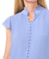 Women's Scalloped Flutter-Sleeve Button-Down Blouse