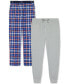 ფოტო #1 პროდუქტის Men's 2-Pk. Plaid Straight-Leg Pajama Pants + Jogger