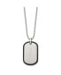 ფოტო #3 პროდუქტის Brushed Black IP-plated Edge Dog Tag on a Ball Chain Necklace