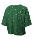 Women's Threads Kelly Green Distressed Philadelphia Eagles Bleach Splatter Notch Neck Crop T-shirt