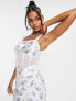 Фото #3 товара ASOS DESIGN mesh corset midi dress in blue ditsy print