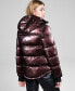 Women's Hooded Thumbhole-Cuff Puffer Coat